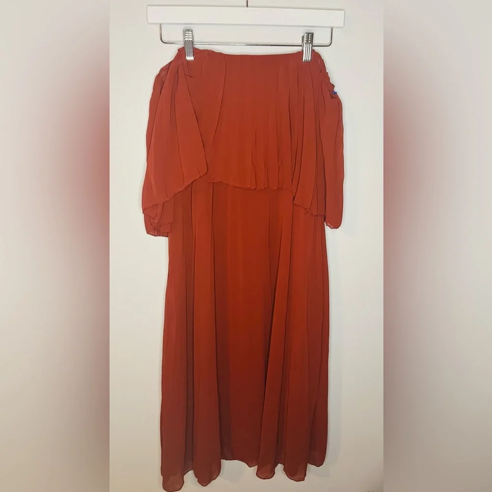 NWT ASOS Rust Ruffle Strapless Dress - Picture 8 of 9